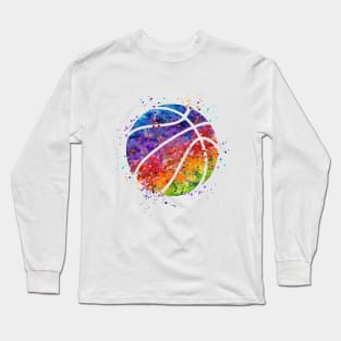 Basketball Ball Colorful Watercolor Long Sleeve T-Shirt